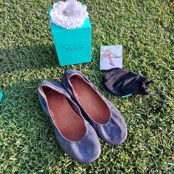 Custom Glitter Silver-Slate Grey Tieks Ballet Flats Sz.9 - Picture 2 of 9